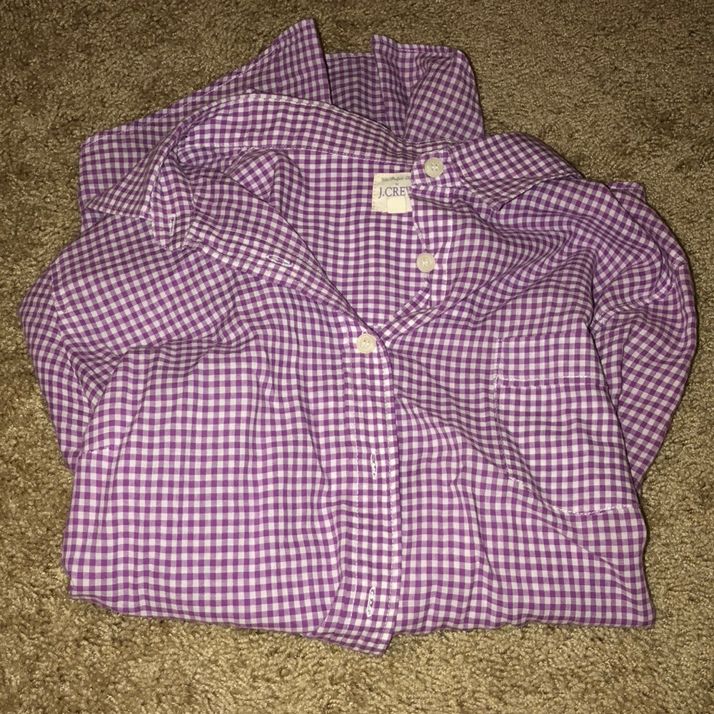 J. Crew purple gingham button down